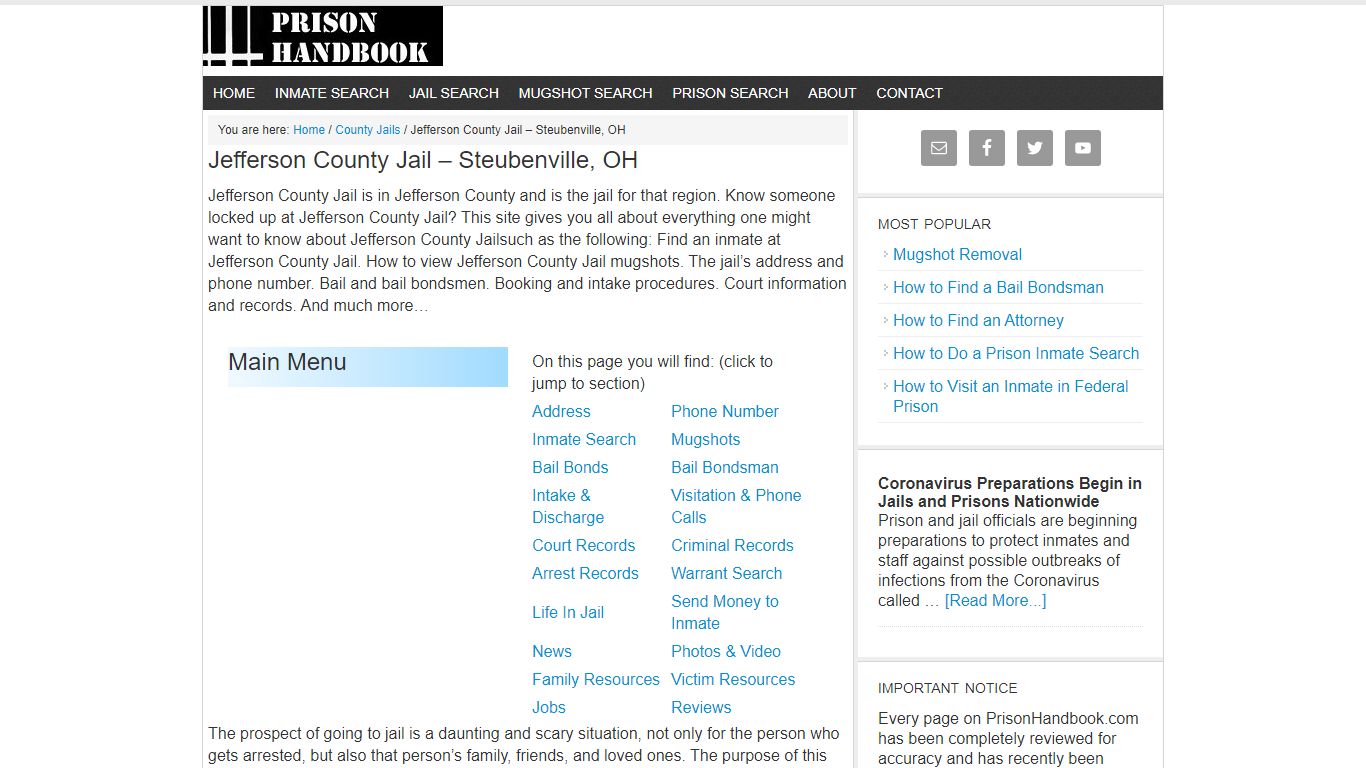 Jefferson County Jail – Steubenville, OH - Prison Handbook